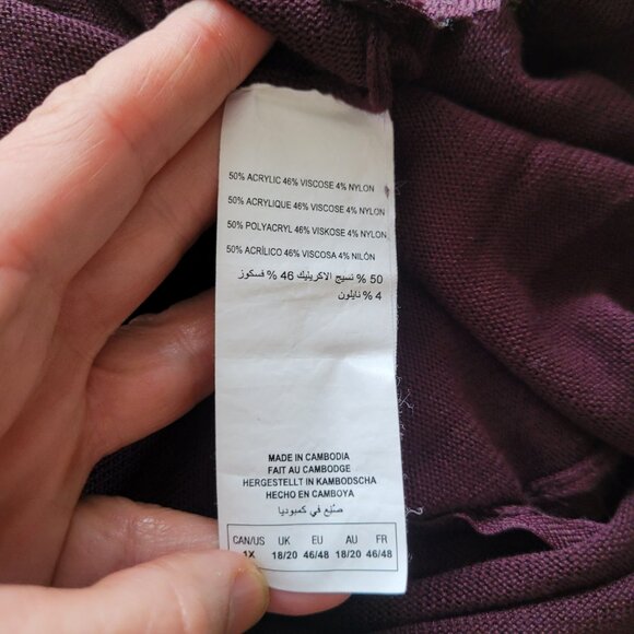 Michel Studio Cowl Neck Sweater Zipper Details Size 1X Burgundy - Picture 7 of 11